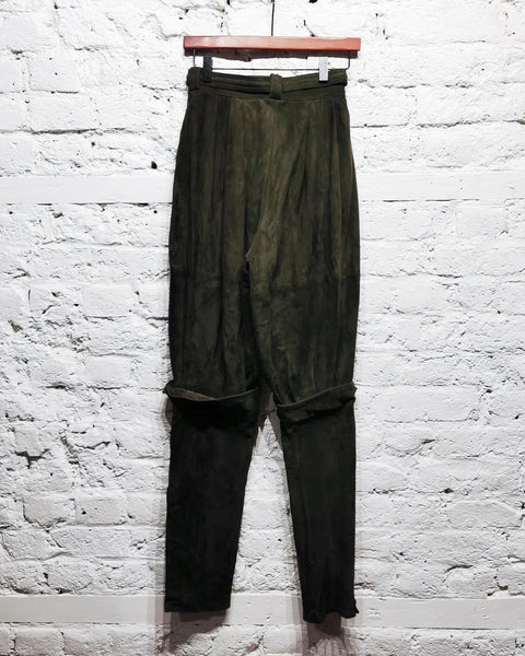 VERSACE GIANNI VERSACE GREEN SUEDE TROUSERS